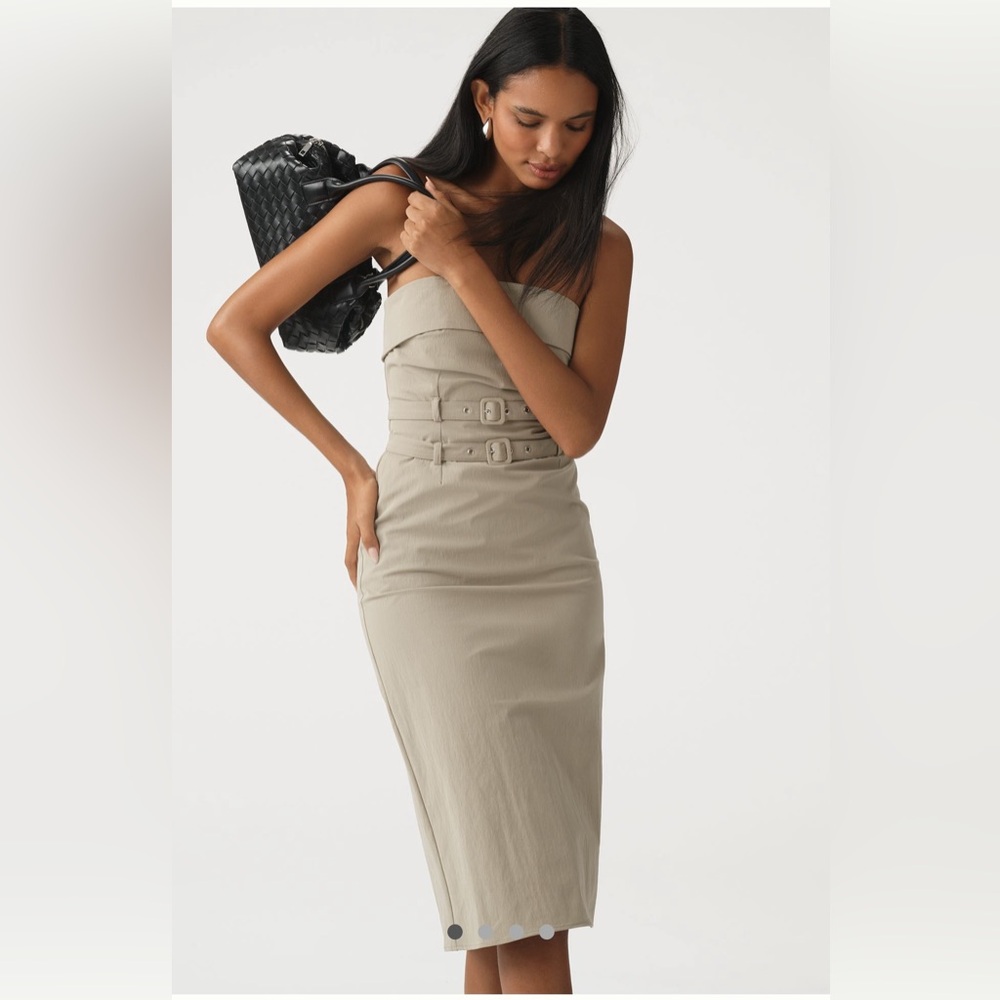 Maeve by Anthropologie Strapless Belted Midi Dress- Size XS